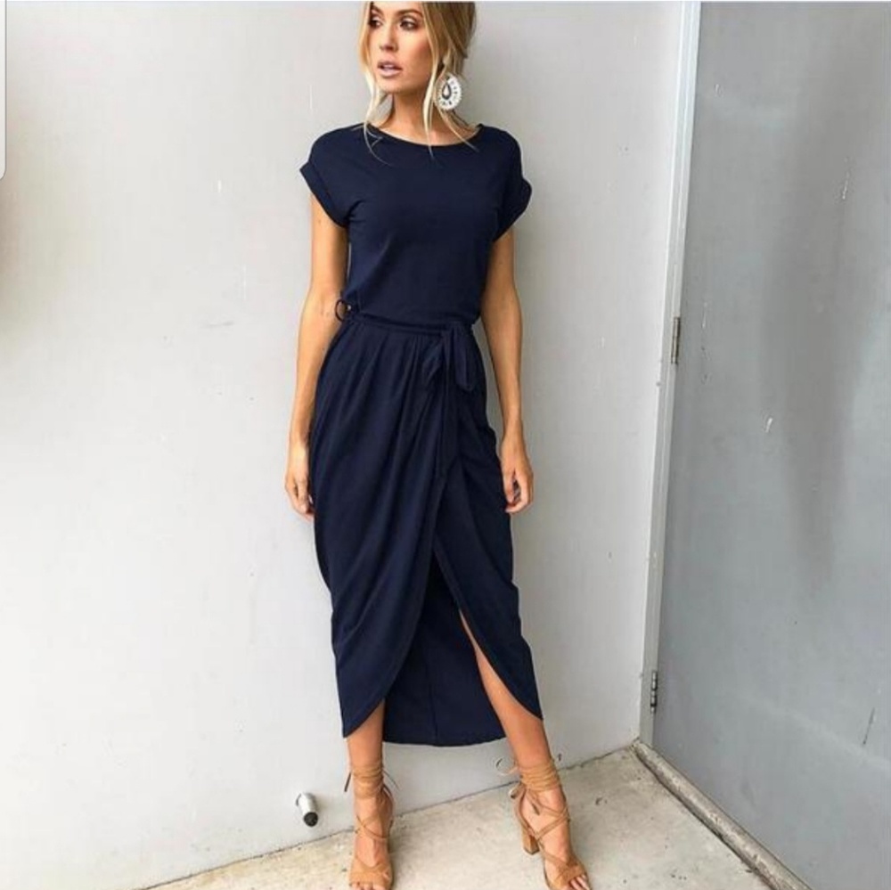 O-Neck Split Dress